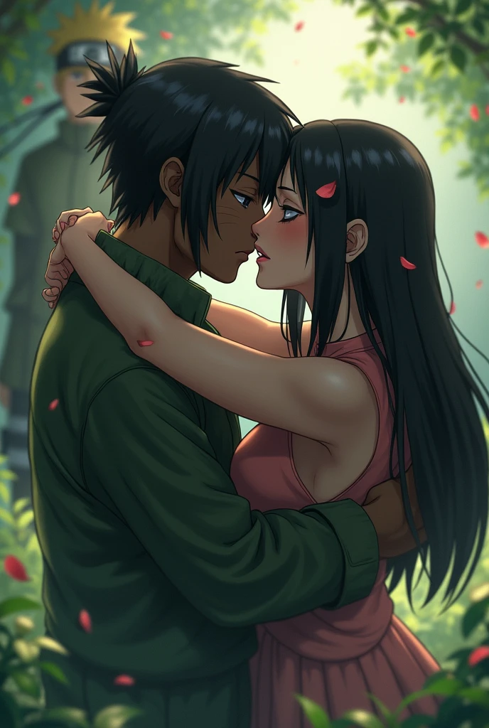 Anime couple kissing in front of a full moon, inspired by Kawabata Ryūshi, por Shingei, Beautiful Rendering, Samurai Champloo, inspired by Munakata Shikō, Concepto de arte del amor, kissing together cutely, Imagen de anime, Amante del anime, Hecho con Anime Painter Studio, Uchiha Sasuke, Hyuga Hinata, de Naruto