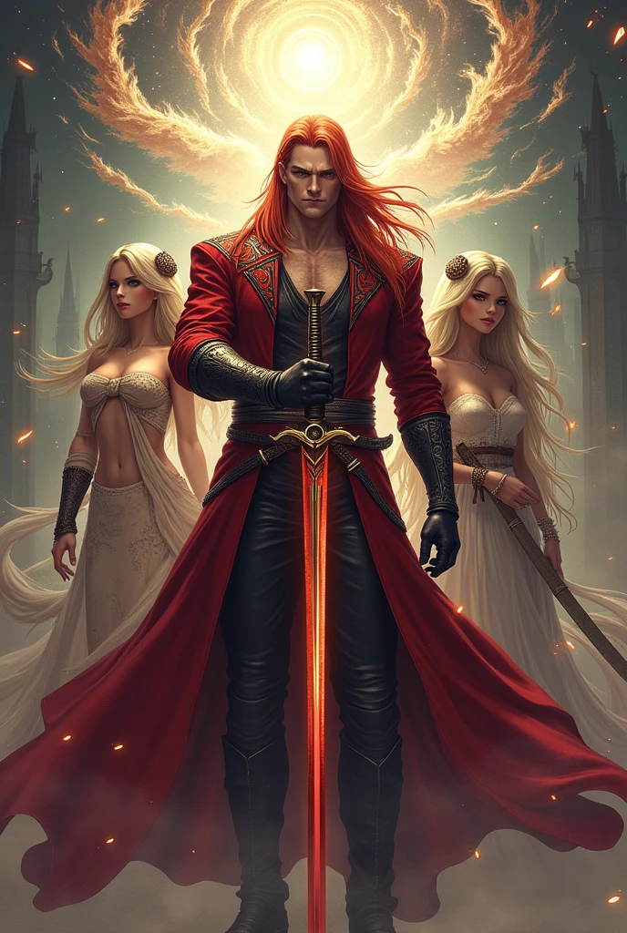 Vergil God of magic with the katana Yamato and with the hair of his brother dante from devil may cry 5 with a beauty and harem of beautiful girlfriends