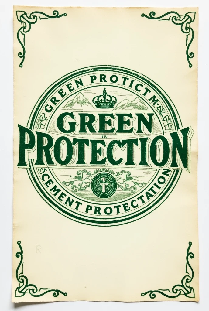 Take me a photo of some kind of stamp on a sheet that says GREEN PROTECTION S by R.L of C.in