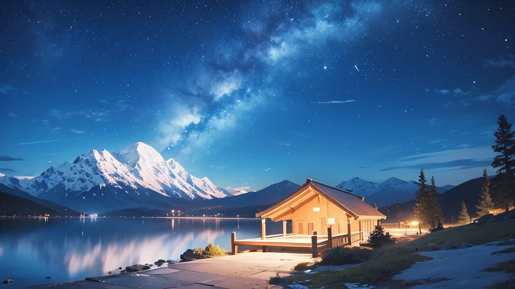 A place where you can see the night sky Festive and bright In a slightly open mountain ((summer))