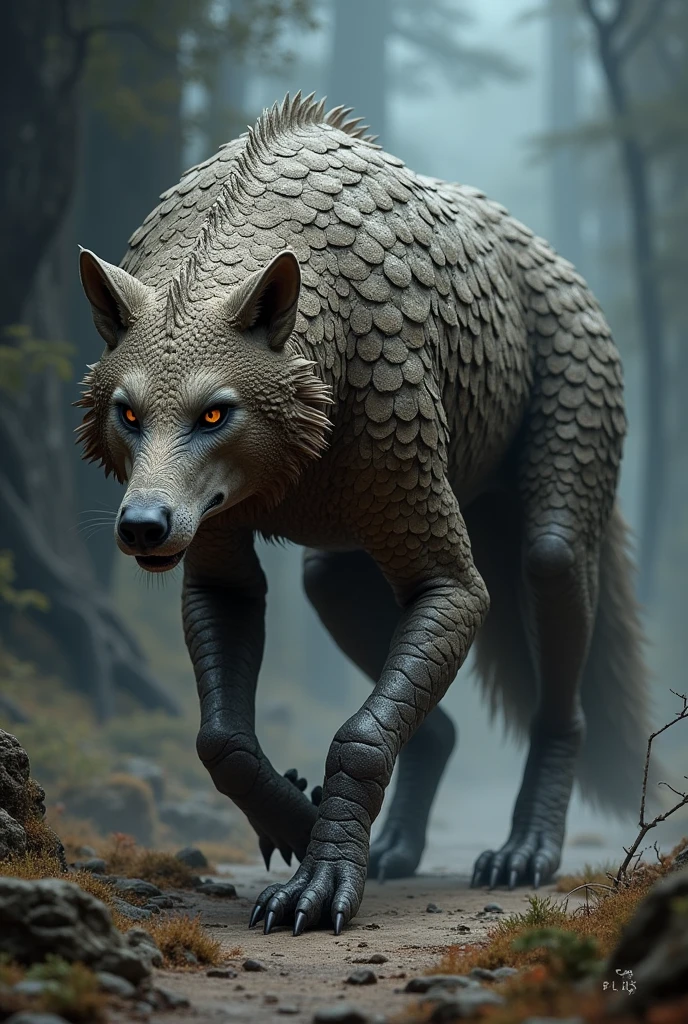 Pangolin with wolf 