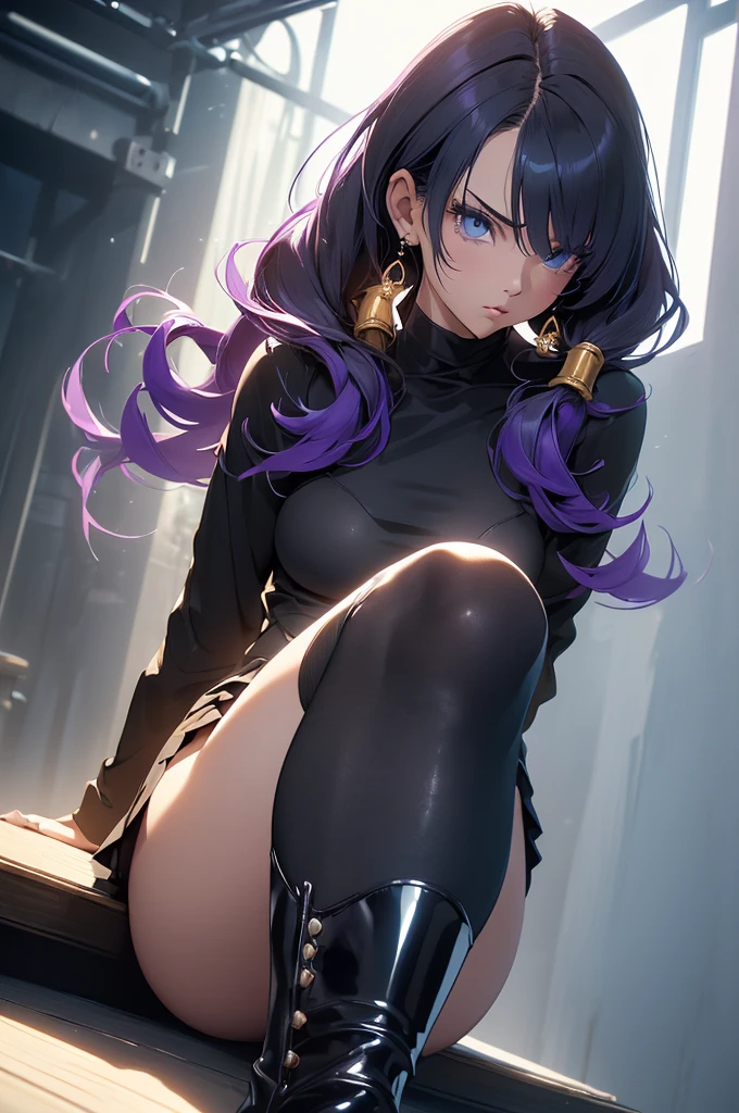 (Highest quality,4K,High resolution,masterpiece:1.2), (Ultra-detailed), (Slender beauty)(Age 27)(thunder:1.3) (Dynamic Art), (looking at the camera) (Dragon Ball Z setting), (The whole body is visible)(Vision:1.8), (Realist,photoRealist,photo-Realist:1.37), (High resolution,High resolution), (Portraiture), (Vibrant colors), (Long legs), (A noticeably elongated face), (Wide range) (Hermosos Fine grain), (Beautifully detailed lips), (Very detailed目と顔), , Bright eyes Dynamic angles and postures, Sweatびっしょり, Sweat, (Long eyelashes), (Sharp focus), (Physically Based Rendering), (8 heads,Beautiful female warrior), (Mature Woman) (Leg spread), (intense), (expression of intense desire), (Motion Blur), (elegant), (Slim figure:1.3), (Inspired by anime), (Bright light), (Cinema Lighting), (Contrasting colors), (Mysterious atmosphere), (Action-packed scenes), (Unique Look), (impressive), (Reveal costumes), (Exciting),(Deep Eyes),(Fleshy pubic area), (Expressive), (Interesting atmosphere), (Dark blue high socks Magic Mix Real、(RAW Photos:1.2)、(Realistic:1.4)、The beauty of beautiful details Laughter、Big Ass、blonde、((I can see your pants))(Panty shot)Earrings eyelash Beautiful and detailed、Large file size、Very detailed、High resolution、Transcendental beauty Highest quality、masterpiece、、(Riders jacket))、Very detailed表現, In detail、Very detailed顔のCinema Lighting、1、positive、((Dynamic pose)))、(Lean back:1.2), (Open Stance))、(From below:1.5), (Under the skirt:1.5), Check Pleated Skirt、Sexy upward glance, (Spread your legs and show me your panties:1.5), (Black see-through panties:1.5), (Low rise:1.5), (Long purple hair:1.5), (Healthy Body:1.5), (High leg tiny panties,,,,,,:1.5), (Looks like see-through panties :1.3), (Pubic hair is visible:1.5), (Browsing Caution:1.5), (Shyness:1.5), (Black long boots:1.5)(Ecstasy:1.5)(orgasm:1.3)