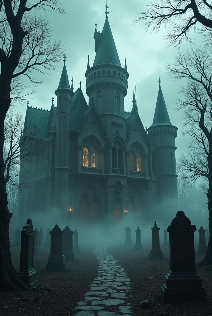 Horror palace in graveyard