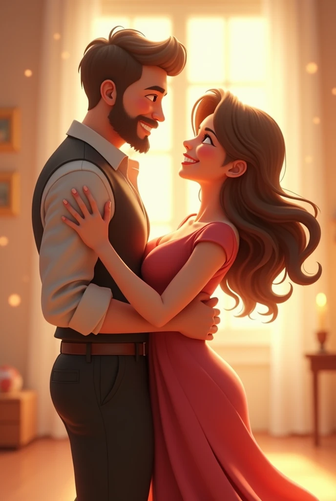 Wife saying on husband dance ai 3d image cartoon type realistic 