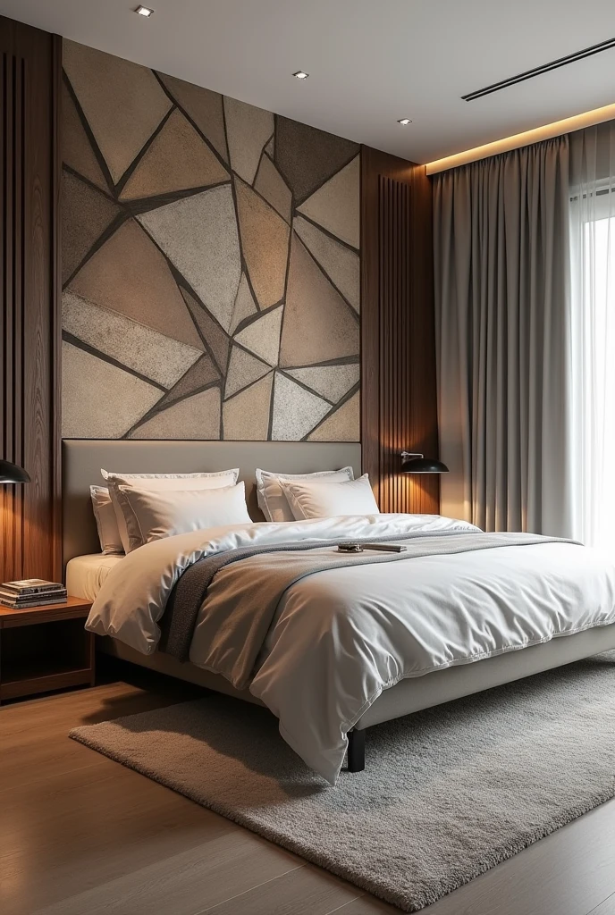 Modern bedroom design
Backboard should have a design
More complex
There should be 3/4 backborad and 1/4 wooden design on left
make the backborad more unique
Make the backborad 3/4
Make something new
Backborad should be a little more broader