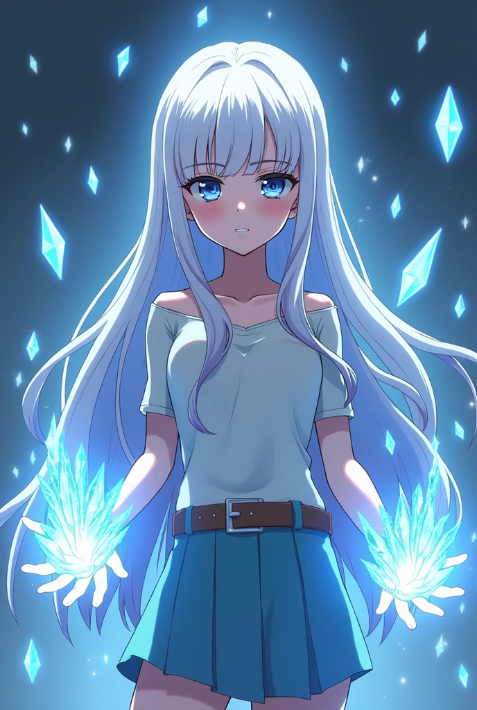 Original Cute Anime Girl Character from My Hero Academia with white long straight hair with a poison powerful crystal quirk