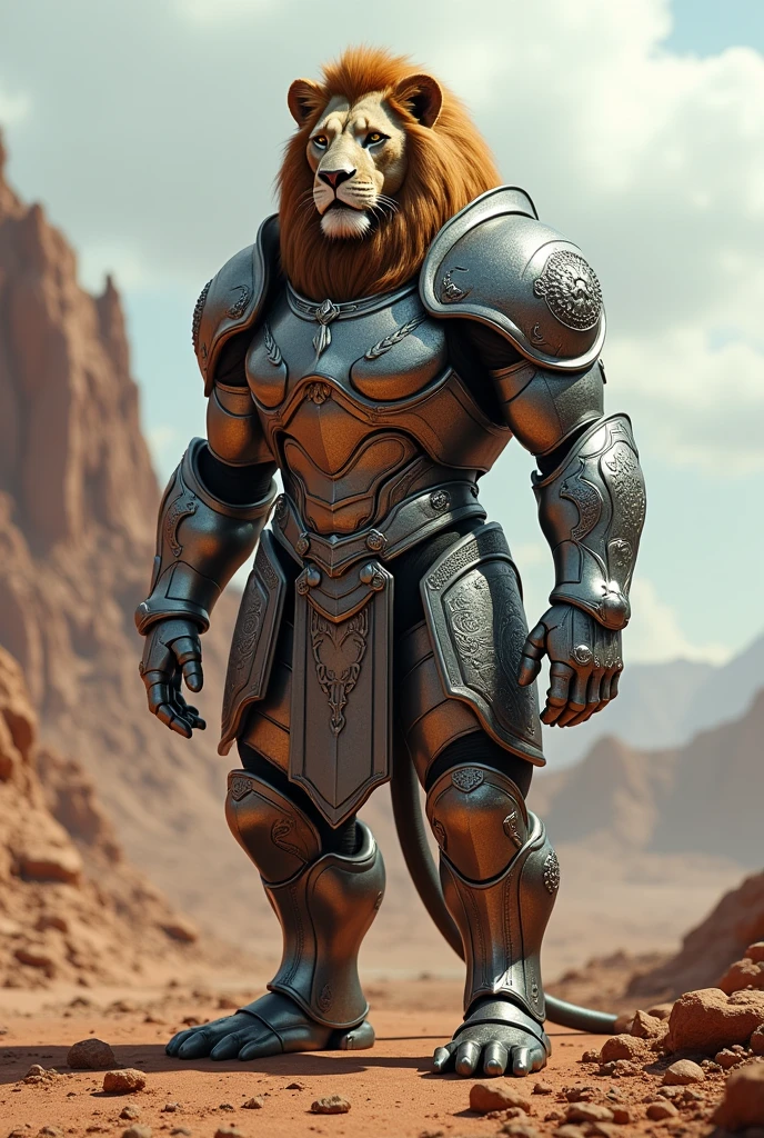A lion in iron suit