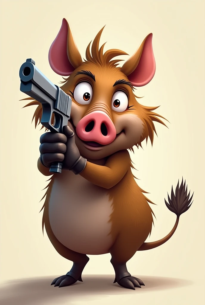 Sanglier toon,3/4 face,vise avec pistolet