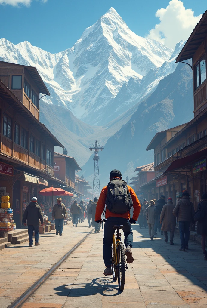 Himalaya bike driving in railway station