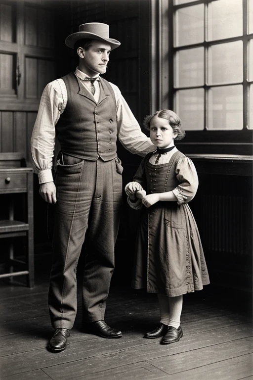 England、Industrial Revolution、1900s、、2 people、Sepia、era、whole body、looking at the camera、2 people、Accurate limbs、