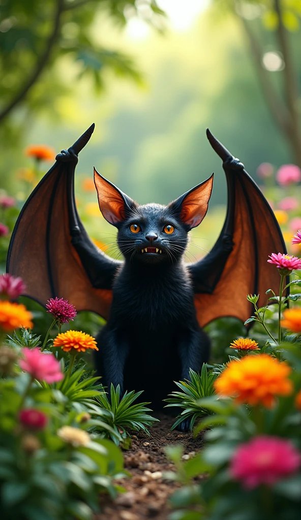 Can you generate bat animal animal in colour photo in garden