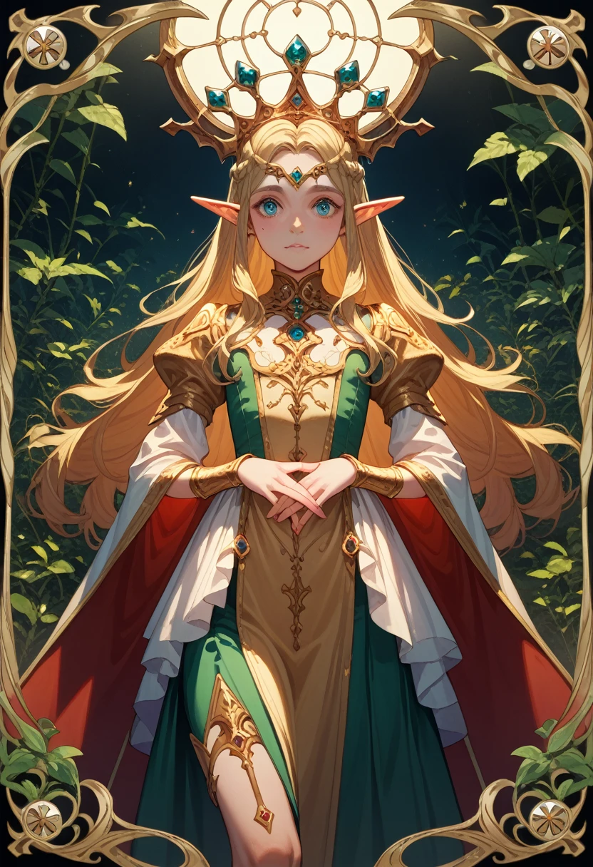 Symmetrical concept art of the Danahamma Tarot card in (very provocative)+ Elf Queen Outfit, Theme «Madness Lovecraft», Lee Bersten, Tarot512, 8 K, high detail, difficult