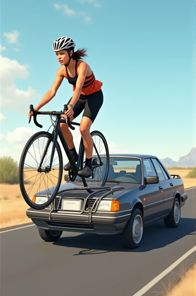 Bike riding a car