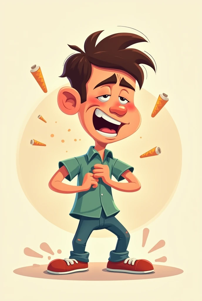 A male cartoon ,itchinng 