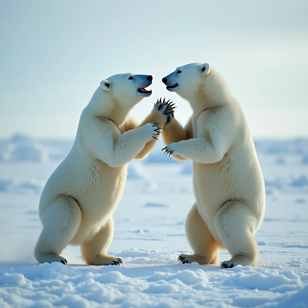 polar bears are fighting,
