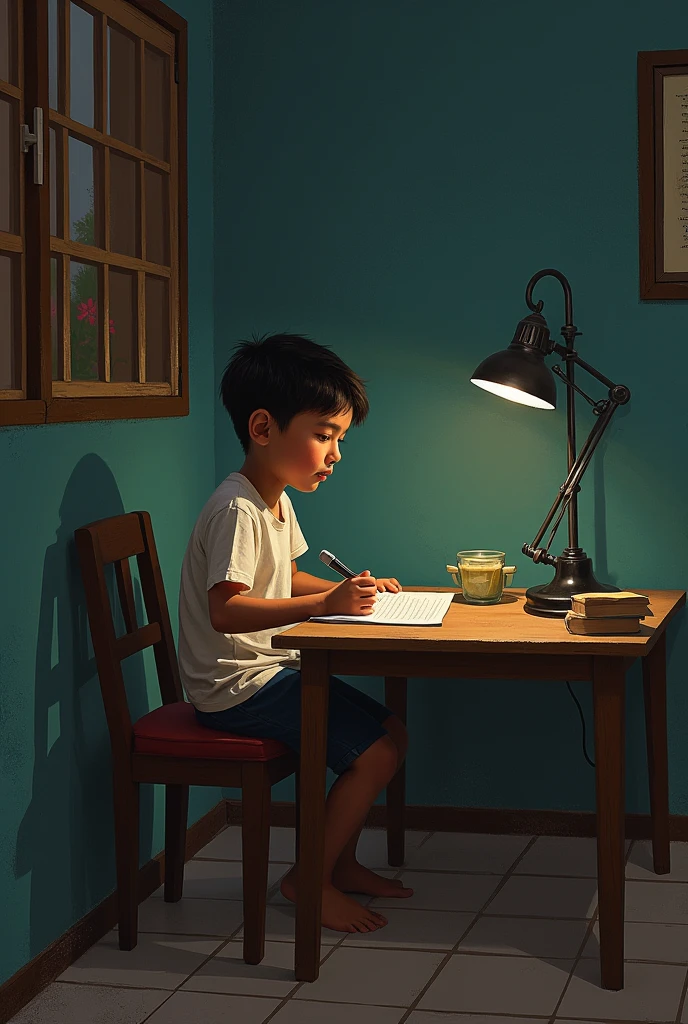 Larawan: Isang estudyanteng nag-aaral ng mabuti sa kanyang mesa sa gabi, sa ilalim ng liwanag ng lamp.
Paglalarawan: Ang tagumpay ay hindi madali. Ang bawat sakripisyo at pagsusumikap, tulad ng pag-aaral ng late sa gabi, ay bahagi ng paglalakbay patungo sa tagumpay.
