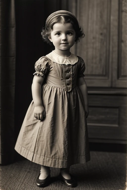 France、1900s、child、More than one person、looking at the camera、cute、Sepia、whole body、