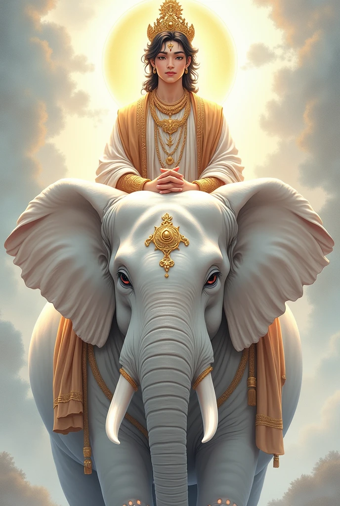 Bhagwan dipankar buddha sitting on a beautiful white colour elephant
