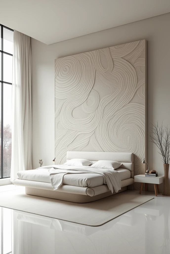 Modern bedroom design with white floor and broad complex backborad
More complex
Complexity at level of gods
A little less complex
Less complex
A little more complex