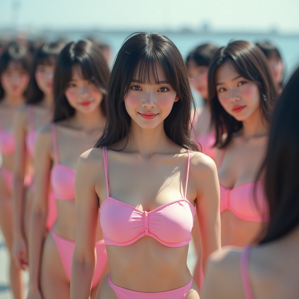 (((((Japanese Clone-girls=Myself))))), (((Super Best masterpiece Clone-girls Raw Photography Art))), (((16K, Highest quality, Ultra-high resolution, RAW Photos))), (((It's so unrealistic., With unparalleled depiction, With an unfathomable sight, An unprecedented and shocking worldview, Clone-girls: In a world of mass reproduction, Ultra-realistic))), (((Japanese Girls, Sasaki Nozomi, 28yo, Small face, Thick black hair, Medium to long hair, Dark Eyes, Mature face, Cute Smile, Smiling face, A gentle gaze, (((Very happy laughter)))))), (((Very beautiful detailed girls, Accurate body structure, Accurate body movements, Very detailed body, (((Super big breasts, Large bulge of ample breasts)))))), (((Pink swimsuit, Cleavage Emphasis, Emphasise the fullness of your breasts))), ((((((((Very detailed, Myself cloning, Depiction of splitting oneself, 1Myself girl→1,000,000,000,000,000,000,000,000,000,000Myself cloning girls)))))))), (((((((Myself clone-girlsから, Myself keeps multiplying, (Very detailed and intricate, To the exact, Flawless, (((In the same female body,With the same face, With the same hairstyle, In the same clothes, At the same height, 同じSuper big breastsである))), In a detailed depiction), 1,000,000,000,000,000,000,000,000,000,000 people))))))), (((((Myself girls only))))), (((((1,000,000,000,000,000,000,000,000,000,000Myself girls))))), (((((Very detailed depiction, Multiple or more Myselves, Physical contact, Pleasant conversation, Holding hands, Hug, walk, Turn around, Shift your gaze))))), (((Very detailed, Extremely crowded, Body-to-body contact with no gaps))), (Bright and soft light), (((((Clear and accurate perspective depiction, super wide view, Ultra-wide field of view, Focus on the average value of the image))))), All by myself, Having fun at the water's edge, Get wet, Under the crotch