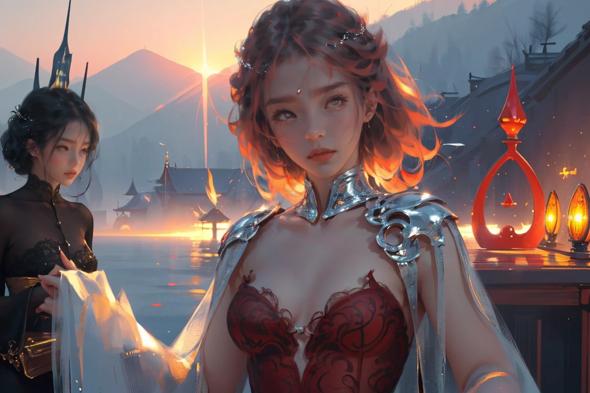 (practical, Photorealistic:1.37), (masterpiece, Highest quality:1.2), (Ultra-high resolution:1.2), (Original photo:1.2), (Clear focus:1.3), (Face Focus:1.2), (Highly detailed CG Unity 8k wallpaper:1.2), (Beautiful Skin: 1.2), (Pale skin:1.3), (Super sharp focus: 1.5), (Super sharp focus:1.5), (Beautiful and clean face:1.3), (非常にDetailed Background, Detailed Background:1.3), Bokeh, Depth of written boundary, rest, Image of a Very Cute and Beautiful Japanese Woman, , business suit, (2:1.1), smileの少女の肖像画, Full body image, from the front, Symmetrical Configuration, (Studio Lighting:1.3), (Cinema Lighting:1.3), (Rear window lighting is backlit:1.3), (surface light:1.3), Light Enveloping Her Entire Body, Looking straight at you, Persistence, Sexy model posing, rest, (Chestnut Half-Hair:1.2), Light green eyes, Beautiful Eyes, Princess Eyes, Mahogany Hair, A single hair, bangs, slim, Abdominal muscles, (Huge breasts;1.35), (Willow West:1.15), (Details of a beautiful girl:1.4), (Elegant and gorgeous deep red lace silk red wedding dress:1.3), (BaliOcean view背景:1.2), (smile, happiness:1.3), ((Perfect female body)), (Upper body image:1.3), Encircling the head, Perfect Dramatic, Volumetric lighting, Professional majestic oil painting, Glowing Skin, CT Anatomy, Perfect Proportions, 8.Five Really Small, Face Focus, Ultra practical Photo, Extremely clear images, Ultra-high definition images, Bali, Ocean view, nature, External, ((walking beach:1.2,evening,Sunset,夜空にたくさんのstarが美しく輝いている, 長時間露光されたstar空に、Many circular orbits are visible in the image.,無数のstarが輝き、Shining with a fantastic light. star々is bright and vivid)),