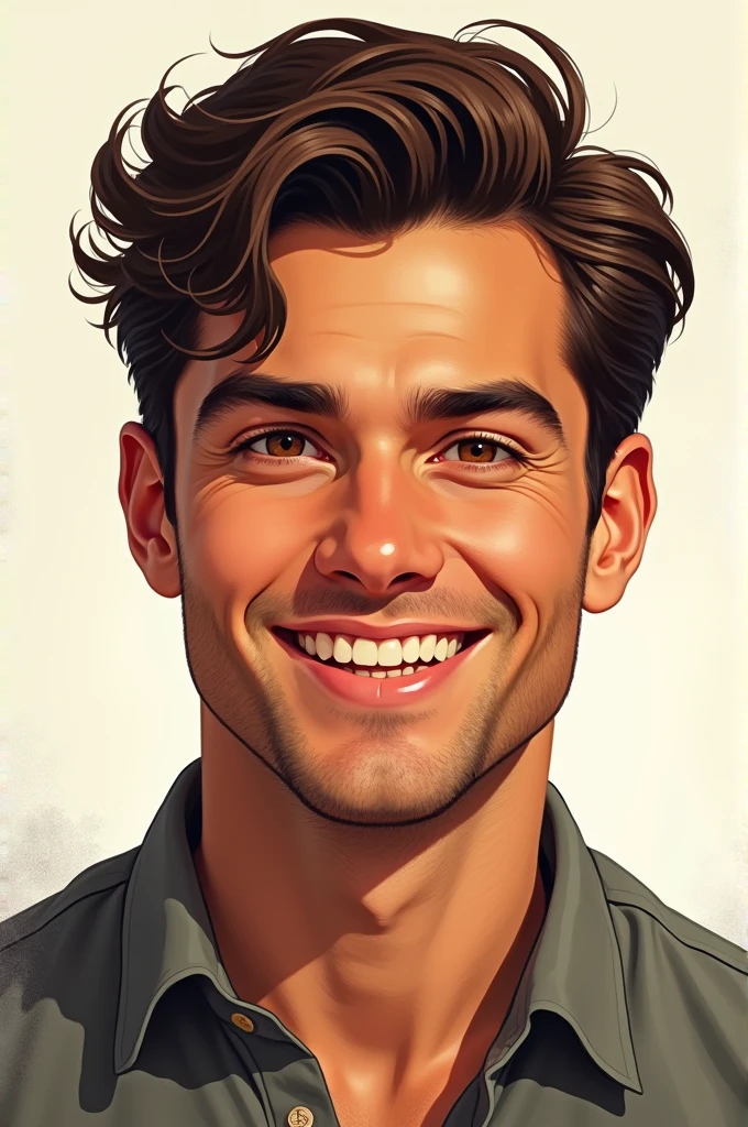 Charming man's avatar could be a strong, yet gentle, illustration of a man with a loving smile and piercing eyes, representing his bold and compassionate nature