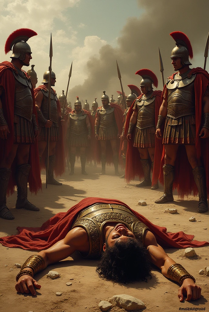 Merging two image in which messenger of darius killed by state of Athens and Sparta 