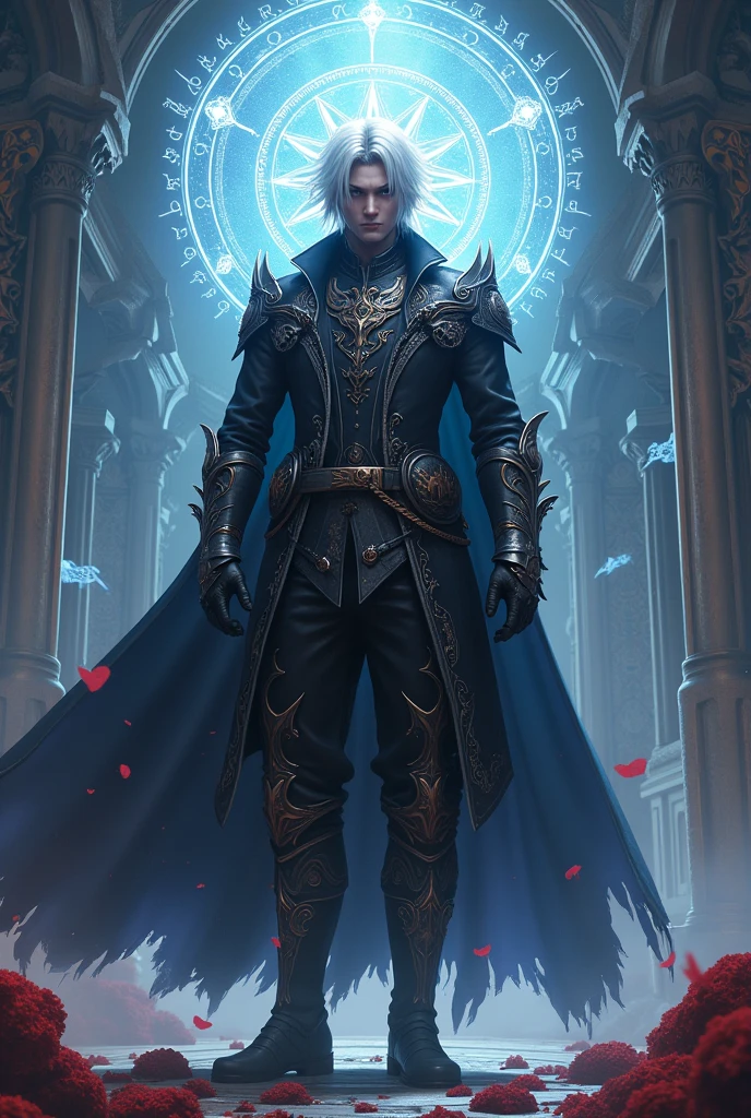 Vergil with medium long hair from devil may cry 5 as God of magic and Almighty 