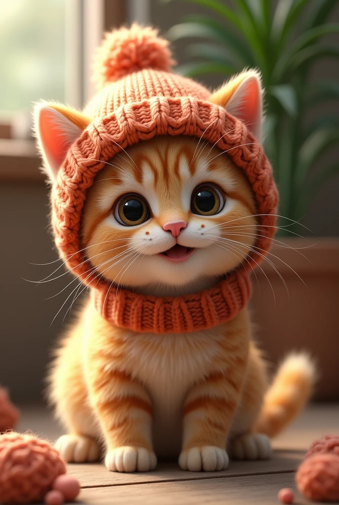 Cat cute Knitted hat cute服 background Real