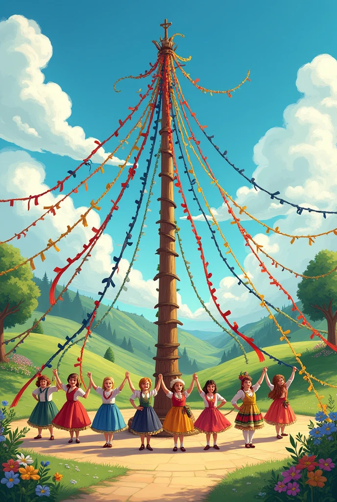 Create a graphic of a maypole