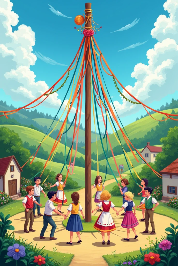 Create a graphic of a maypole