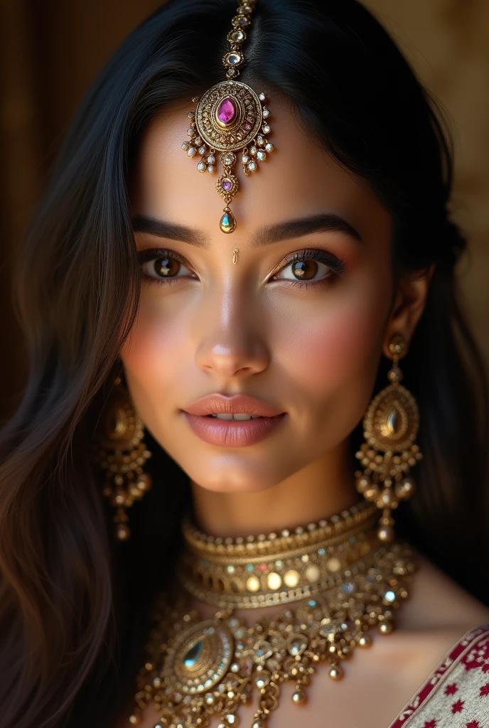 Asian babe wearing only indain heavy jewelry