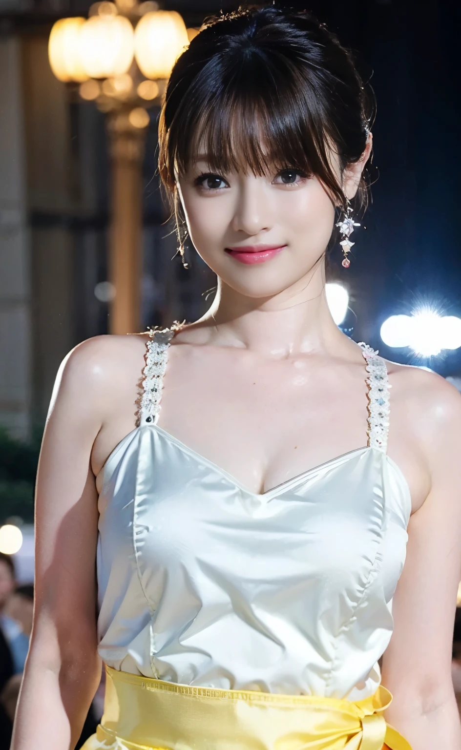 ((Perfect anatomy with detailed limb depictions)) ,8k, Tabletop, RAW Photos,最high quality,Realistic,非常に精細なCG Unity 8k壁紙,Written boundary depth,Cinematic Light,Lens flare,Ray Tracing,(Very beautiful face,Beautiful Lips,Beautiful Eyes),Intricately detailed faces,((Highly detailed skin)),1 person,In the Dark,Deep Shadow,Cute Shiho,Japanese Idol,1 person,(Slim and muscular body with a nice waist:1.3),((Looking at the audience)),(Big smile:1.3),(Fashion City Night,Dark Night,(Neon Signs),(Beautifully blurred background with deep depth of field),Fashion Street Night),(No people in the background:1.3),Beautiful earrings and bracelets,Fishnet tights,Clear Eyes,walk,(Translucent white skin), (大きな目にHigh nose),An innocent smile,(Brown Hair),(Full Body Shot),((Silk long Chinese dress:1.3)), ((Tight Fit Dress)),(Looking at the audience:1.3) Open the chest,Very slim, E-cup beautiful breasts,(Buckshot),focus on,In front of eyebrows(Tight Dress),Well-trained, upward-facing hips,Beautiful ponytail,Highly detailed face,4K Digital SLR,high quality,Film Grain,Fujifilm XT3,Classic Movie Scenes,(Saiharu Body),(Delicate eyes and face),Professional Perspective,Amazing details,1 personの少女に凝縮された美しさ,繊細でHigh noseを持つ美しい顔,Long limbs like a model,Tight waist,Upturned hips,High nose,Clear chestnut eyes,Glossy Lips, Dark eyeshadow,