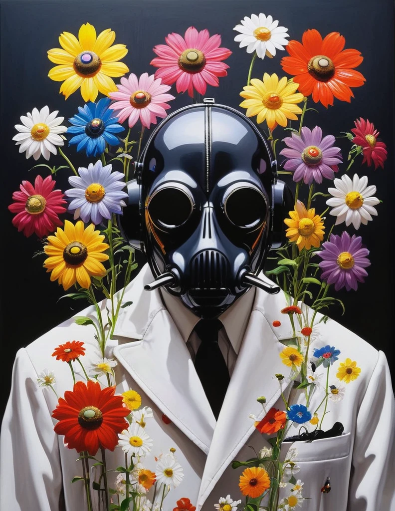grbtw art style, surreal, Anxious, Realistic, High resolution, beautiful, Highest quality, masterpiece, Very detailed 、Planting flowers、Works by Takashi Murakami