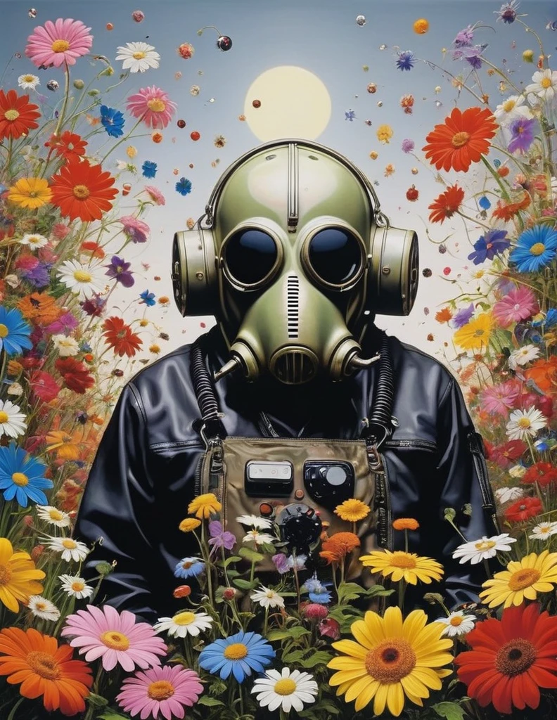 grbtw art style, surreal, Anxious, Realistic, High resolution, beautiful, Highest quality, masterpiece, Very detailed 、Planting flowers、Works by Takashi Murakami
