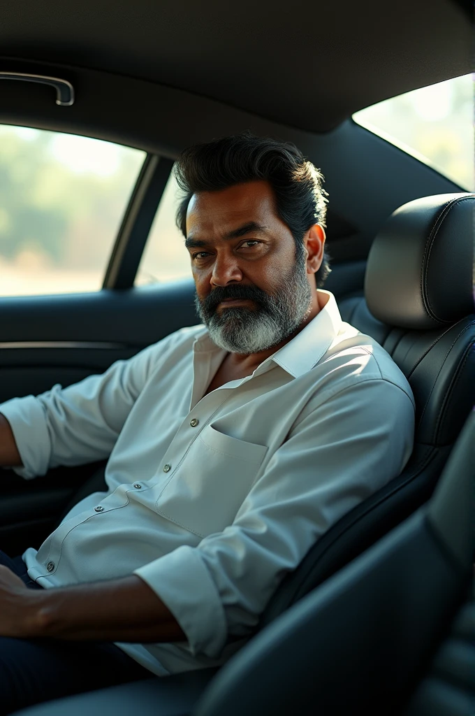 Mohanlal sitting on Benz car