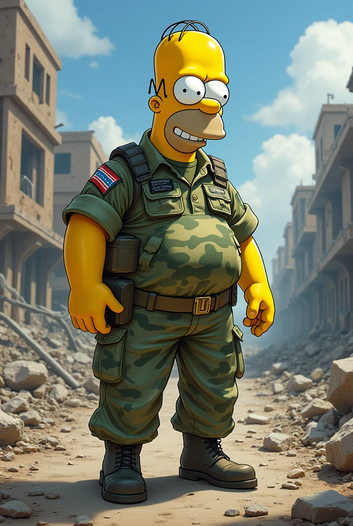 Homer simpsons being soldier 

