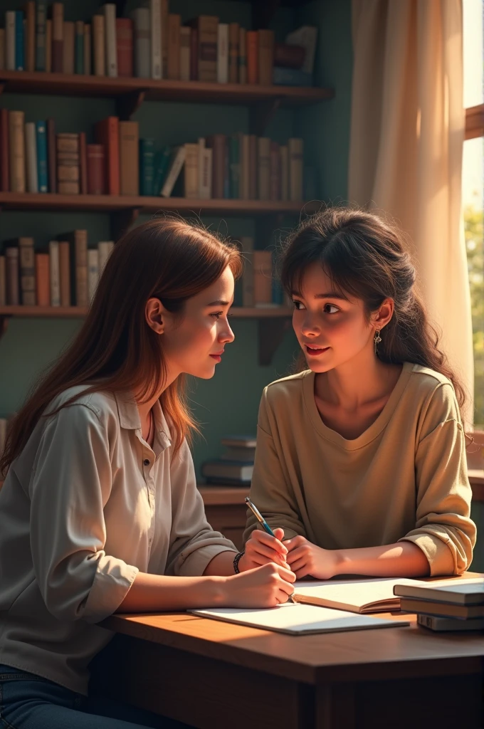 A young tutor tutoring a student