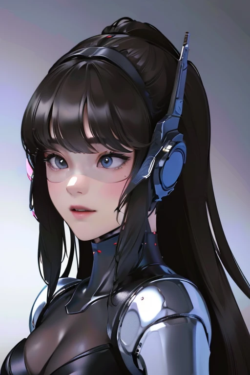 (masterpiece),(Highest quality),(Super detailed),(Best illustrations),(Best Shadow),(Absurd),(Detailed Background),(so beautiful), 16K, 8K, 4K,(Best Shadow),empty eyes,robotization,woman ,big bust,Robot Joint ,Metal skin,Black Suit,long hair,a black suit that covers the whole body