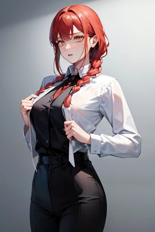 (Highest quality)、(Highest quality)、hand、Expressionless、Strong redhead、suit、Braiding、