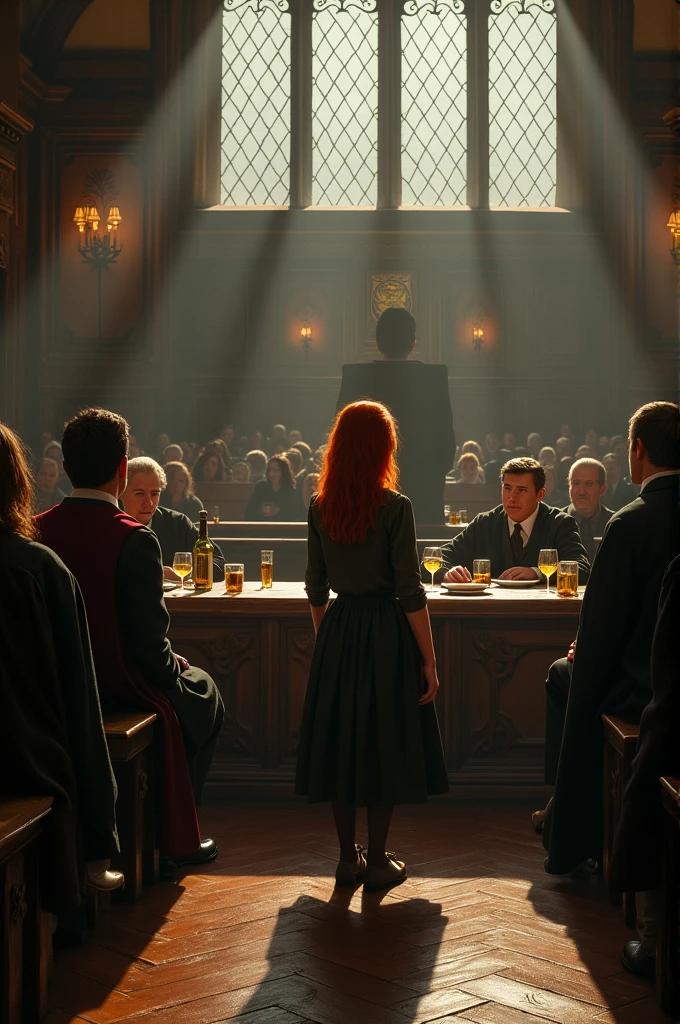 Image reel.
C est une eleve qui fait sa rentree a poudlard l ecole des sorciers elle est poufsouffle. Elle a les cheveux rouges ondulés et long .
A la table des professeur un professeur la regarde sévèrement il a les cheveux noirs court et le teint mat.
A la table des professeur