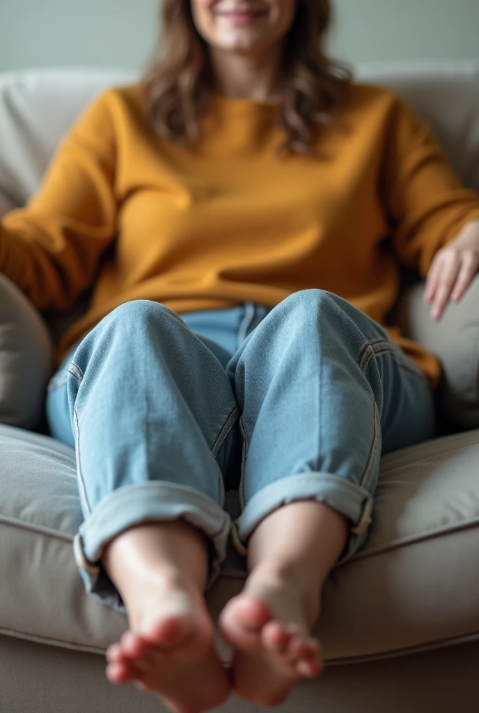 sitting with legs wide open on couch.