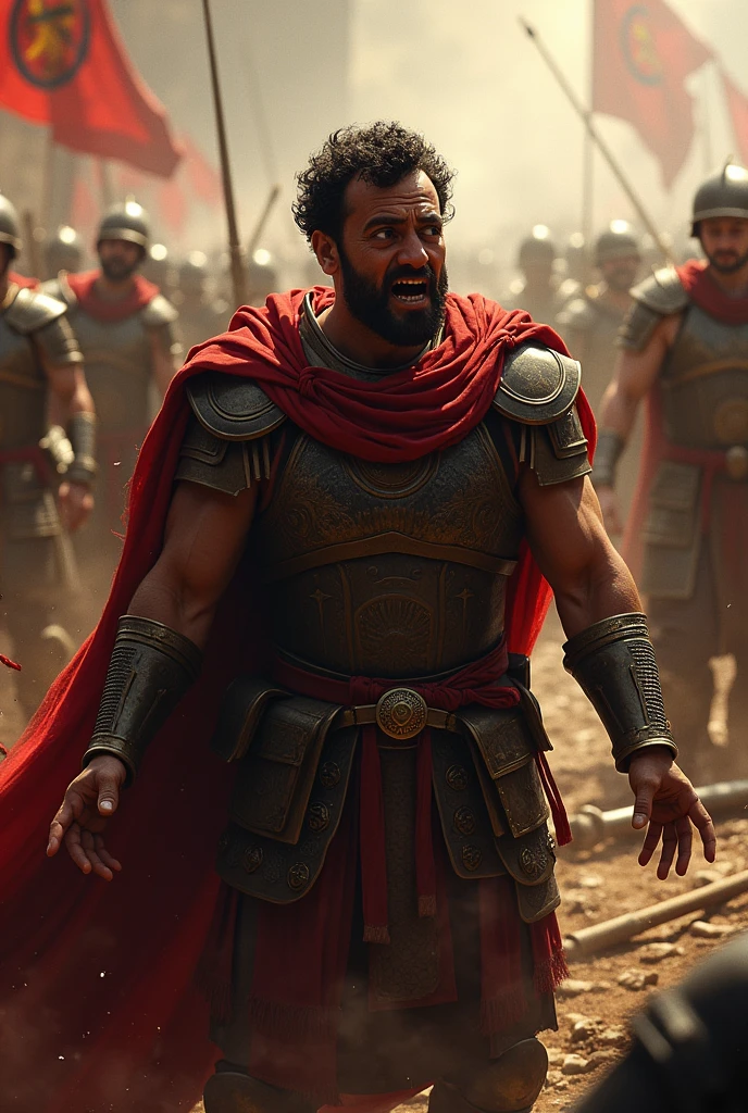 Create a image where Darius first was so shocked by this defeat