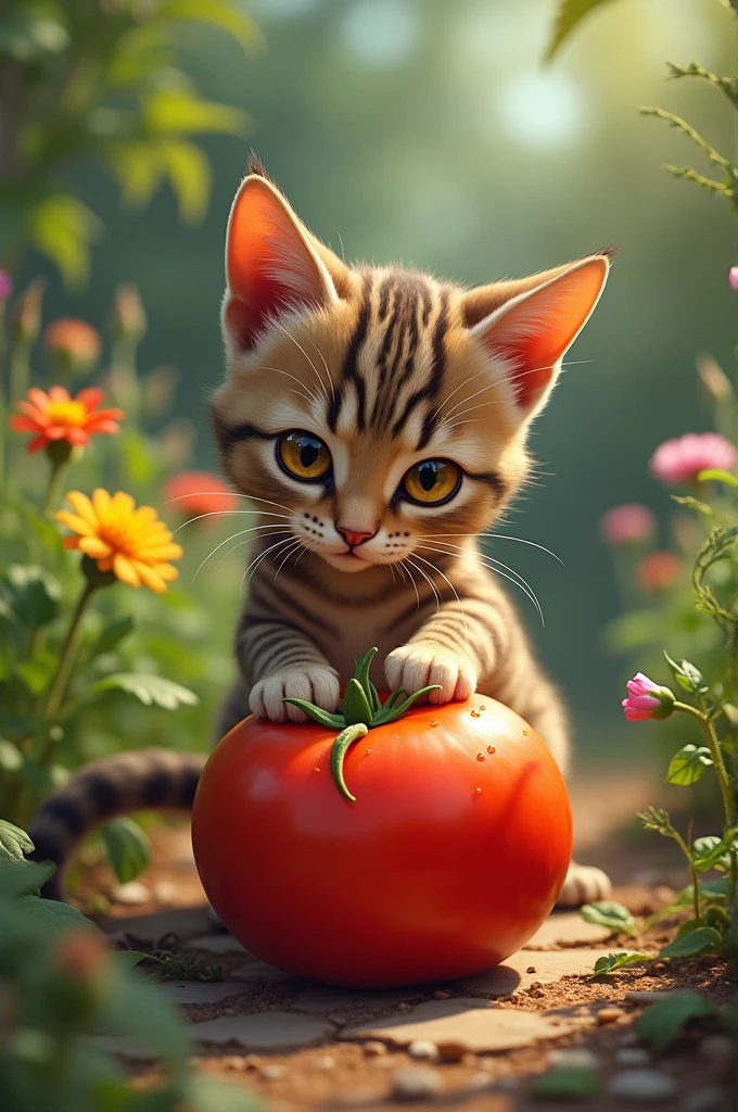 Cat a tomato