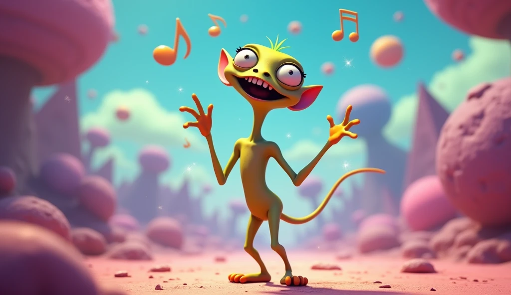 Alien singing in CARTOON STYLE