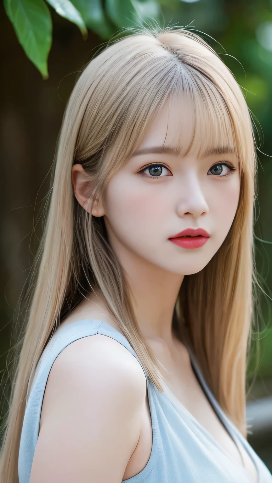 (Highest quality、realism、Glowing skin、8k、Very detailed、Photorealistic photography、Perfect Anatomy、masterpiece: 1.3、Very delicate and elaborate skin、High resolution 16k 、So fine that you can see your pores、Adapted to natural skin、Symmetrical face)、Portrait、School uniforms、Bright expression、ponytail、Younger, brighter, whiter skin、Gloss Face、Cheek gloss、Best Looks、Blonde reflection、Platinum blonde hair with dazzling golden highlights、shiny bright blonde hair,、Super long, silky straight hair、Shiny beautiful bangs、Very beautiful bright pale blue eyes、Big eyes、Perfect beauty、Ample breasts、Sexy big boobs, beautiful sexy cute looking pretty face、美しい and sexy face、A strong wind blows my hair in front of my face、Cute and sexy eyes hidden behind long bangs、Eyes welling up with tears、Pink fur mini dress、stick out all the tongue、