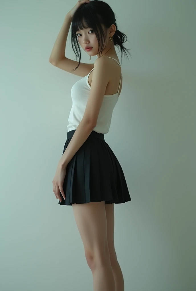 Realistic glowing skin, (発Sweat:1.8),Stand backwards,Look back at your face,Always look at the camera,(発Sweat:1.8),(Beautiful nipples in real life:1.6),,(whole body:1.9),(発Sweatしたリアルな白い肌:1.9),White socks, (Black leather shoes:1.8),
,Cold look,Cold Stare,Black Hair,short hair,Tie your hair short,Silky translucent white skin,,(Very detailed美しい顔), Great face and eyes, (Highest quality:1.4), (Very detailedな), (Very detailed CG 統合 8k 壁紙), Very detailed, High resolution raw color photos, Professional photography, Realistic portrait,Sweat,,(A Cup:1.9),(Flat Chest:1.9),(Very small breasts:1.9),(Breast augmentation:0.1),(Small breasts beginning to swell:1.9),(Breasts during puberty:1.9),
, (少女のwhole bodyの詳細なRAW写真), Canon EOS R5 250mm, Sharp focus, Cinema Lighting,  (No makeup:1.2), Fine skin, Delicate collarbone,,(Ultra-high resolution:1.6), (Realistic:1.6),,(Japanese junior high school girls:1.9),(whole body:1.8),(Sweatが滴る肌:1.9),(Black pleated skirt for the lower body only:1.9),(Sweatで滲んだ肌:1.9),(Age is :1.9),(Raise one hand above your head:2),(Topless:1.9),Height is 155cm,Non-erect, thin nipples,very small nipples,Natural nipples,Real girl nipples,Not disgusting nipples、 (Armpit hair just starting to grow:1.9),(sit cross-legged:1.9),