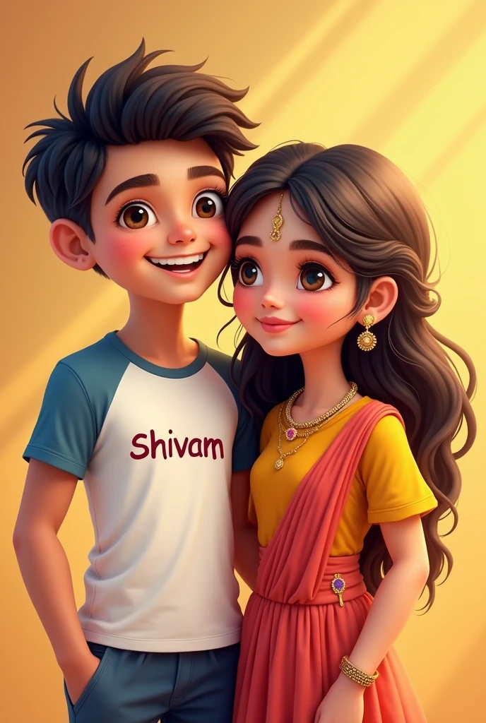 Boy t shirt in name shivam girl dress in name radha cute couple picture full Hd clear face and body show