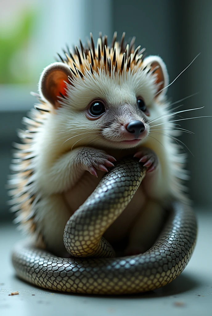 Create an animal that is a combination of a hedgehog and a snake by combining their DNA in a laboratory.