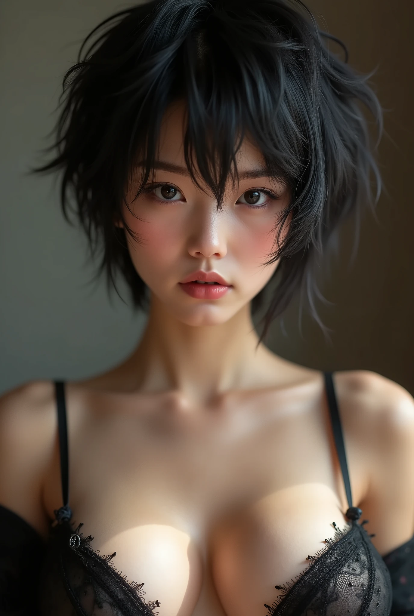 (Ultra High Resolution, Photorealistic, Realistic, Best Quality, Photorealistic),
((high-detail skin)))),(Real person,Photo),
((Mix 4)),
(8K, Raw photo, of the highest quality, masutepiece), (1 Japan Girl), Photon mapping, Radio City, Physically Based Rendering, Automatic White Balance, ((Face Close-up, haunting smile, moist lips, Short hair))), Mastoid, watery eyelashes | Cute and playful | Adorable | skinny | Beautiful Girl | 12 years old | Childish looks | Under 12 years old), (Big,)),(viewer))),(Eyes are not the same size)),((irises and pupils are rounded,pupils reflect the surroundings,Eyes are not the same size)))),(Thin)),Underwear, lingerie, toppless, Squat on the floor, one leg up, Legs open